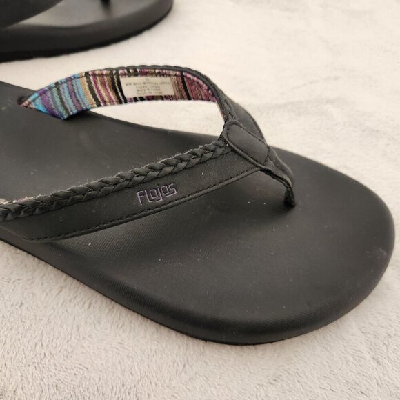 Flojos Womens Maddy Flip Flops Size 10 Black Sandals Thongs Comfort Shoes - Picture 7 of 10